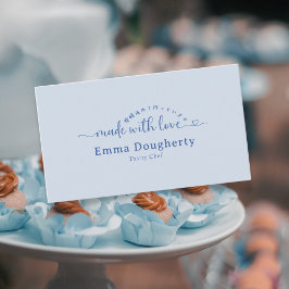 Cartão De Visita Simple Blue Made with Love Typography Bakery