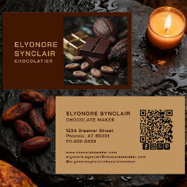 Cartão De Visita Simple Brown Chocolate Maker Photo Social QR Code 