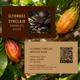 Cartão De Visita Simple Brown Chocolate Maker Photo Social QR Code 