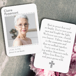 Cartão De Visita Simple Celebration of Life Photo Prayer Card