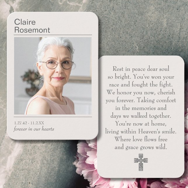 Cartão De Visita Simple Celebration of Life Photo Prayer Card (Simple Celebration of Life Photo Prayer Card
)