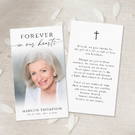Cartão De Visita Simple Cross Photo  Funeral Memorial Prayer Card