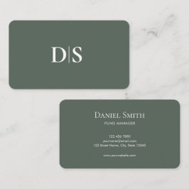 Cartão De Visita Simple Elegant Professionals Muted Green Initials