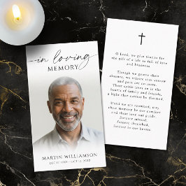 Cartão De Visita Simple Funeral Memorial Photo Cross Prayer Card