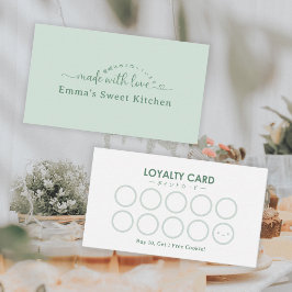 Cartão De Visita Simple Green Made with Love Bakery Rewards Loyalty