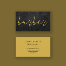 Simple luxury black leather barber gold typography