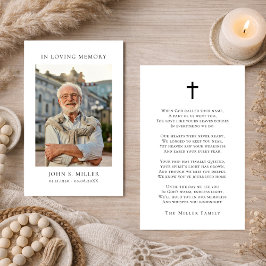 Cartão De Visita Simple Memorial Funeral Prayer Photo Sympathy Card