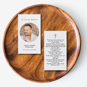 Cartão De Visita Simple Memorial Photo Sympathy Funeral Prayer Card
