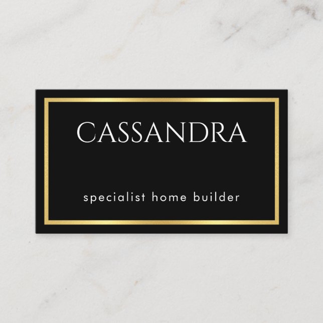 Cartão De Visita Simple Minimalist Gold Frame Your Name  (Frente)