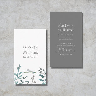 Cartão De Visita Simple Modern Garden Greenery Botanical Damselfly