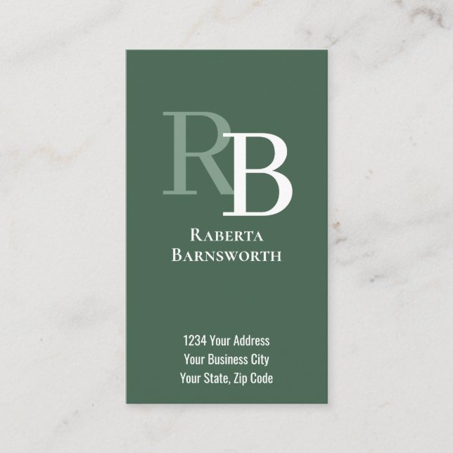 Cartão De Visita Simple Monogram QR Code Green | Connect with Me (Frente)