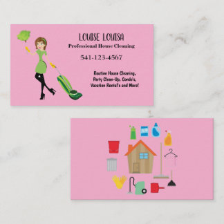 Cartão De Visita Simple Professional House Cleaning Business Cards