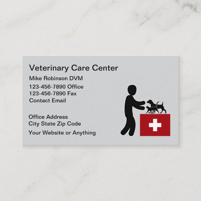 Cartão De Visita Simple Veterinary Pet Doctor Business Cards (Frente)