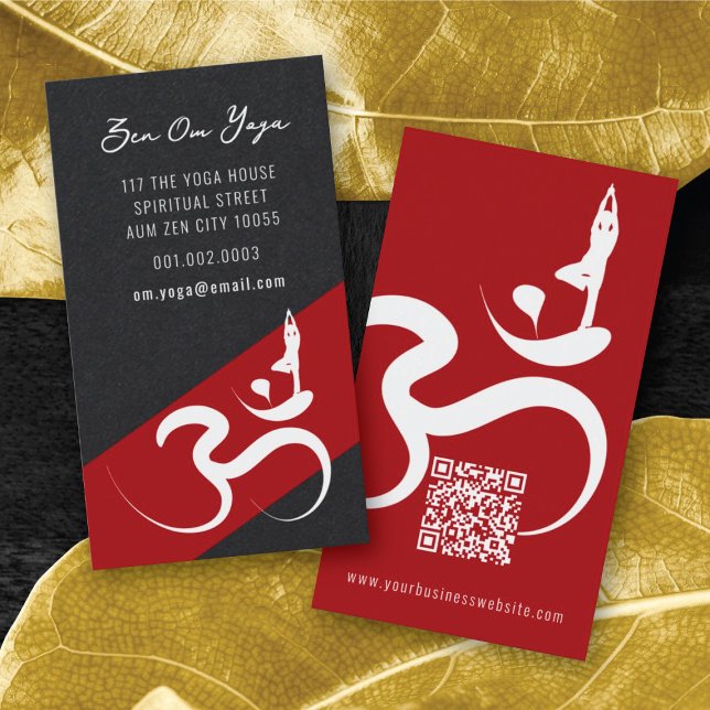 Cartão De Visita Simple Zen Yoga Om Calliografia Símbolo de silhuet (Simple Minimalist Zen Spiritual Holistic Yoga Om/Aum Calligraphy Symbol Business Card @ fatfatin)