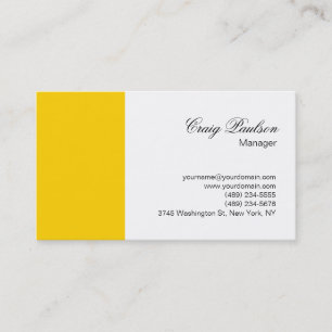 Cartão de visita Simples Branco de Script Amarelo