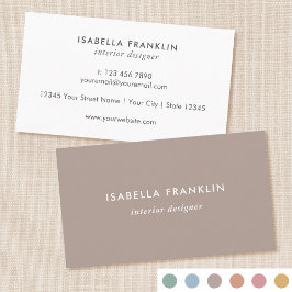 Cartão De Visita Simples Chic Professional Minimalist Taupe Brown