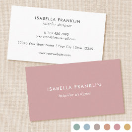 Cartão De Visita Simples Cinza Mínimo Profissional de Chic, Rosa
