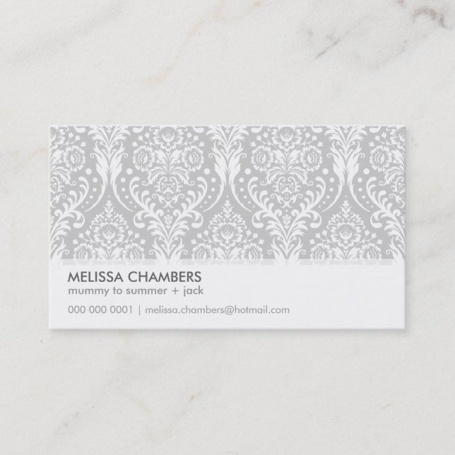 CARTÃO DE VISITA simples damask moderno (Frente)