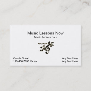 Cartão de visita simples das lições de música