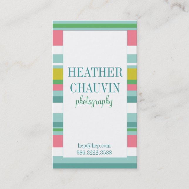 Cartão de visita simples das listras coloridas (Frente)