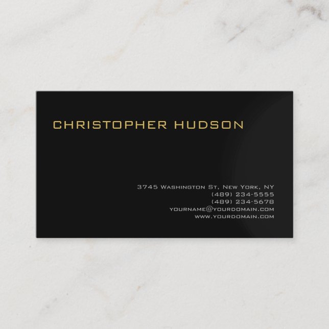 Cartão de visita Simples de Cinza Negra Moderna (Frente)