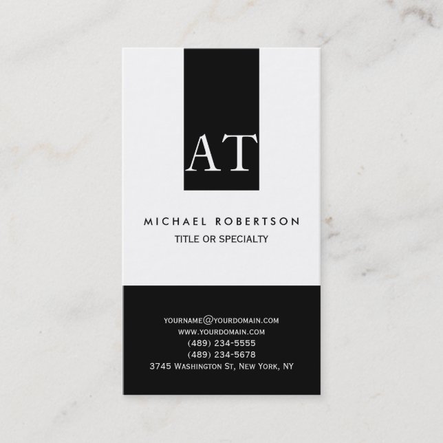 Cartão de visita simples de consultor monograma (Frente)