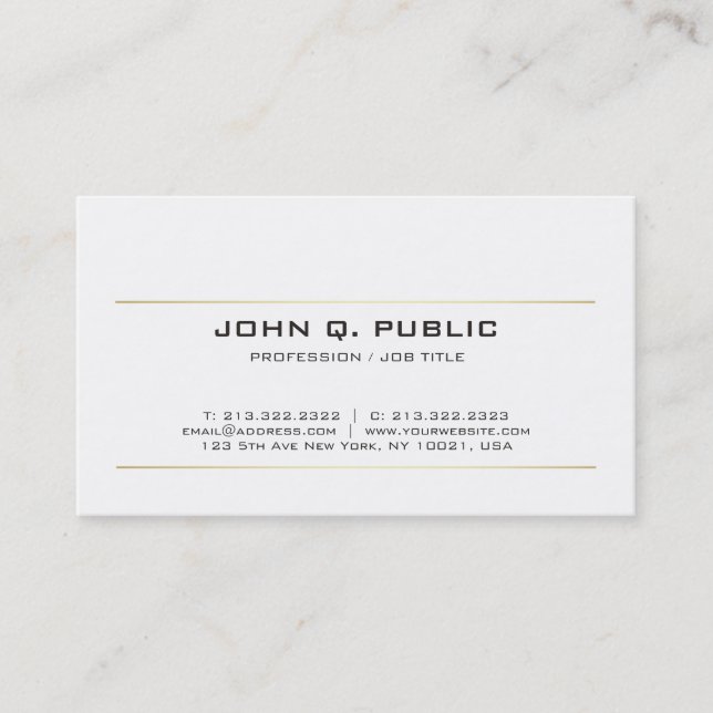 Cartão De Visita Simples Design Dourado Stripes Moderno Elegante Br (Frente)