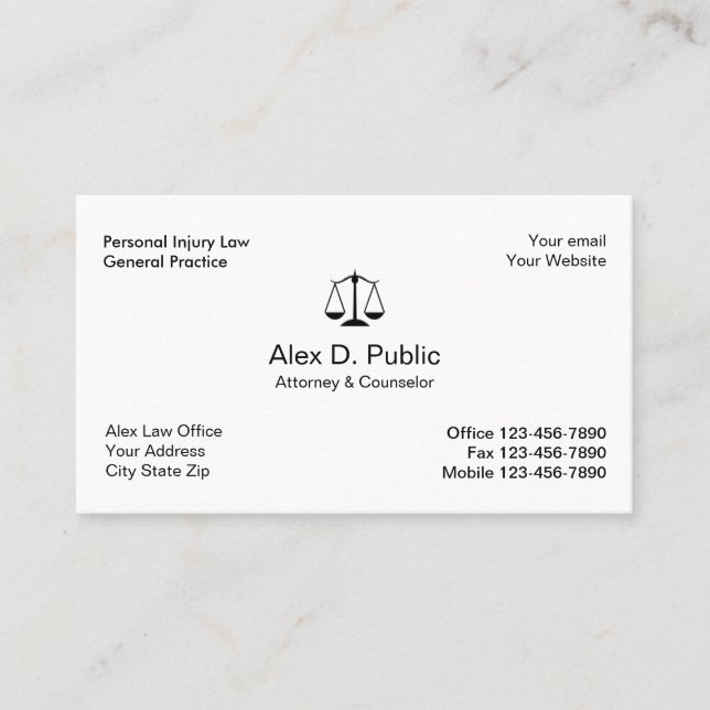 Cartão de visita simples do advogado (Frente)