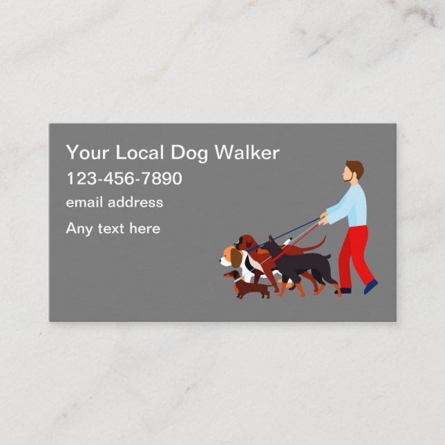 Cartão De Visita Simples Dog Walker Service Modern  (Frente)