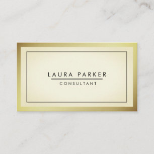 Cartão De Visita Simples e Dourado White Modern Professional