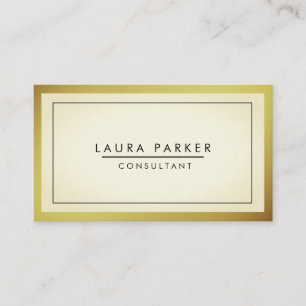 Cartão De Visita Simples e Dourado White Modern Professional