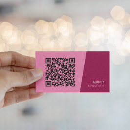 Cartão De Visita Simples e moderno - Mínimo Código QR Rosa