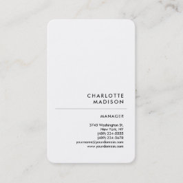 Cartão De Visita Simples e Moderno Plano Mínimo de Tendência Branca