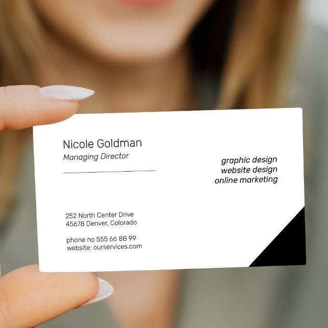 Cartão De Visita Simples e profissional, preto e branco (Criador carregado)