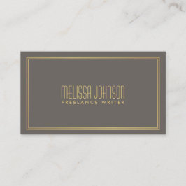 Cartão De Visita Simples Elegância Estilo Deco Cinza/Faux Dourado