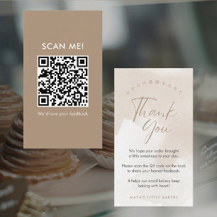 Cartão De Visita Simples Elegante Bege Deixe uma Avaliação QR Code