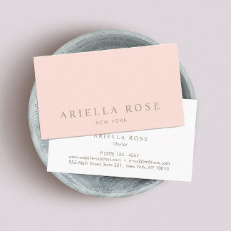Cartão De Visita Simples Elegante Blush de cor-de-rosa mínimo profi