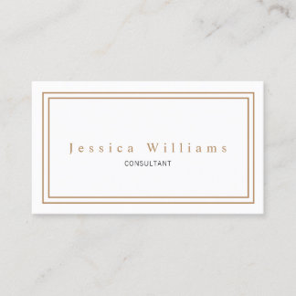 Cartão De Visita Simples Elegante Branco e Dourado Profissional