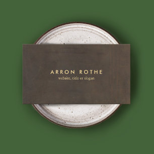 Cartão De Visita Simples Elegante Brown Leather Professional