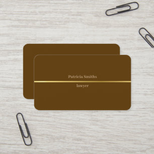 Cartão De Visita Simples Elegante Dourado Advogado de Stripe Brown