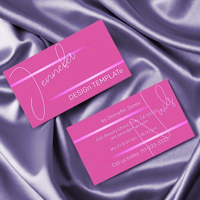 Cartão De Visita Simples Elegante Linhas Rosa-Rosa Sigantation Luxu (Criador carregado)