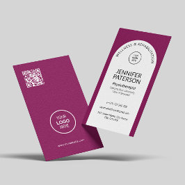 Cartão De Visita Simples Elegante Minimalista Qr Code Berry White