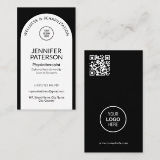 Cartão De Visita Simples Elegante Mínimo Código Qr Preto