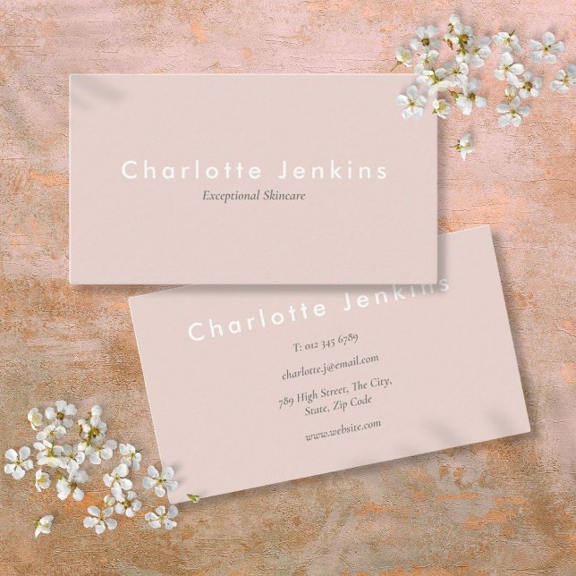 Cartão De Visita Simples Elegante Rosa Profissional (Simple Elegant Blush Pink Professional Business Card)