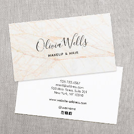 Cartão De Visita Simples Elegante Script Beauty Hair Stylist Marble
