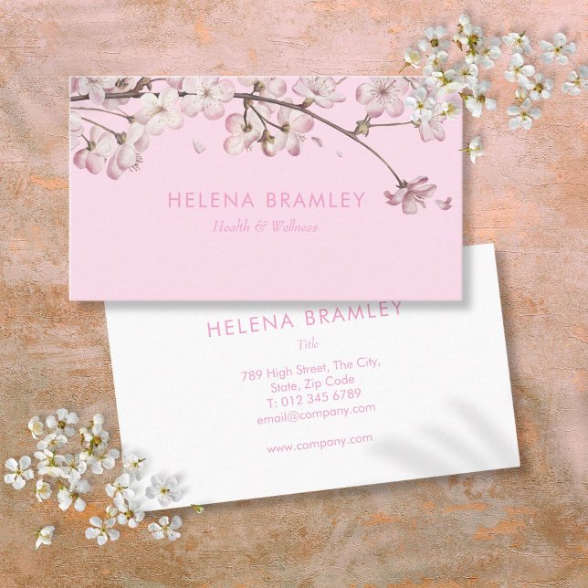 Cartão De Visita Simples Elegantes Flores Rosa Modernas (Simple Modern Elegant Pink Blossom Business Card)