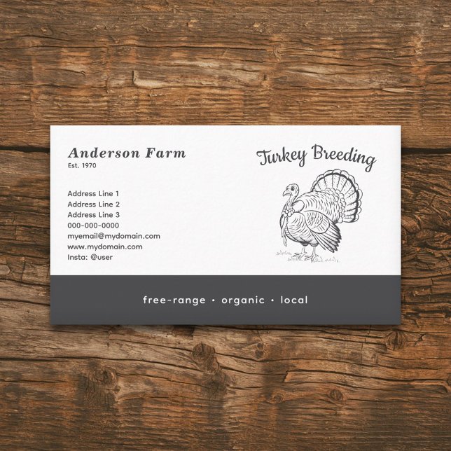 Cartão De Visita Simples Fazenda da Turquia (Turkey Farm Business Card)
