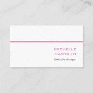 Cartão De Visita Simples Feminino Minimalista Rosa Branco