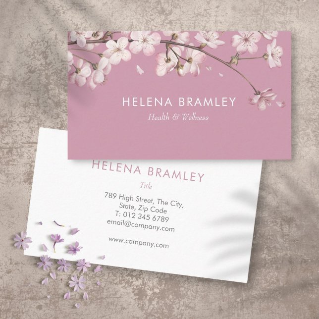 Cartão De Visita Simples Flor de Rosa Moderna (Simple Modern Pink Blossom Business Card)