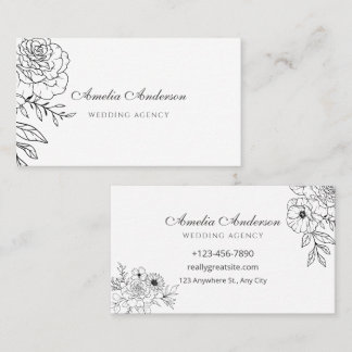 Cartão De Visita Simples Florais Minimalistas Elegantes